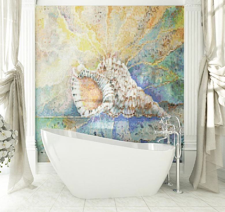 Ракушка в ванной комнате из мозаики