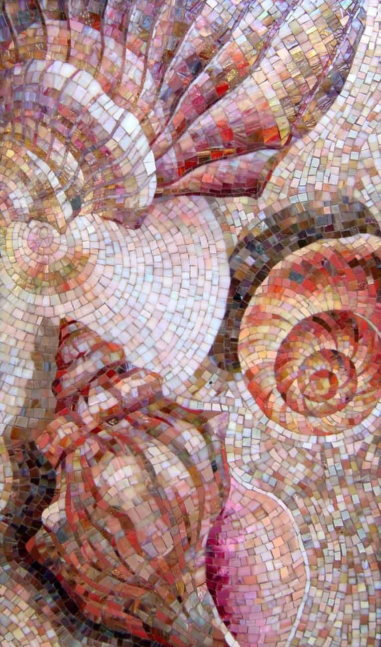 Детали мозаичного панно с ракушками