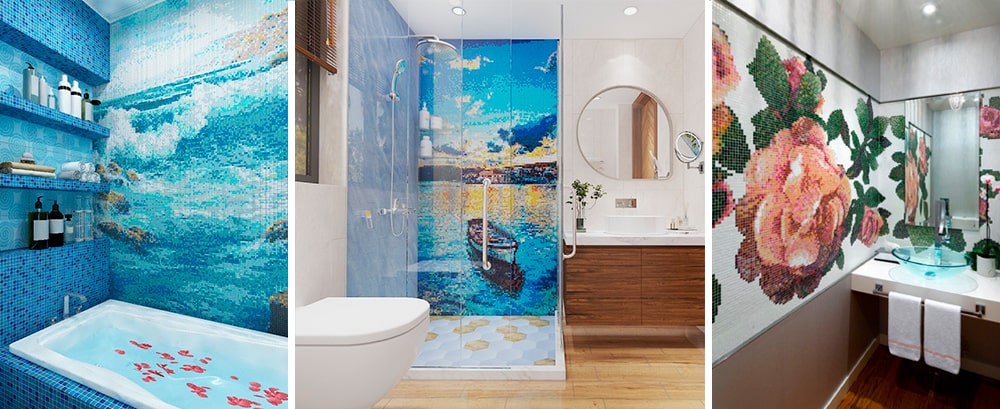 Мозаика в ванной: фото интерьера ванной комнаты, сочетание мозаикой и плиткой