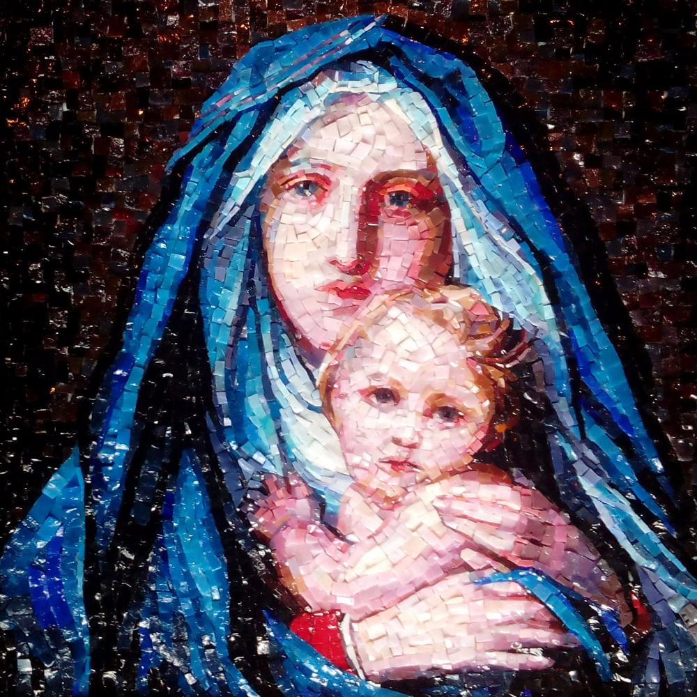 Икона из мозаики «Богородица с младенцем»