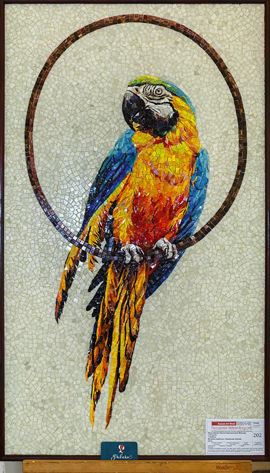 Картина из мозаики Попугай на ветке