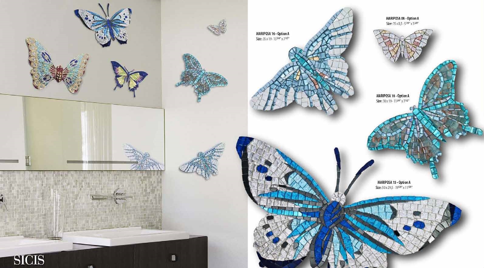 Мозаичное панно в ванную SICIS Butterfly 3