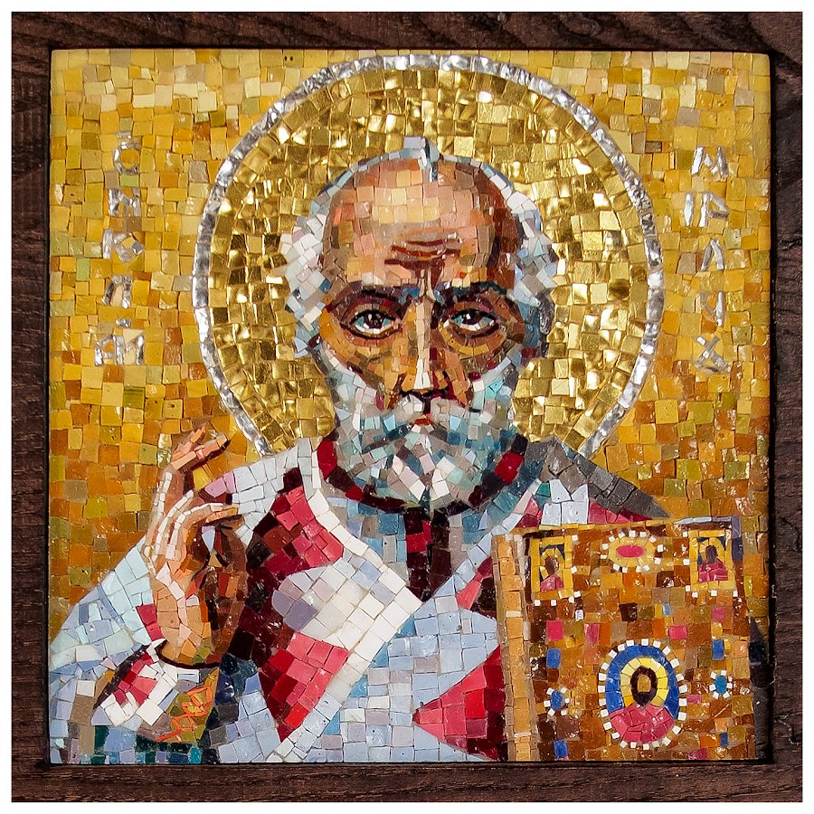 Икона из мозаики «Святитель Николай Мирликийский Чудотворец»