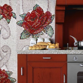 мозаичное панно на кухню sicis flower rose red
