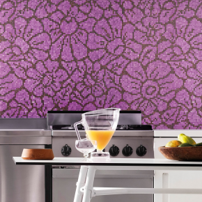 мозаичное панно на фартук кухни bisazza graphic flowers purple